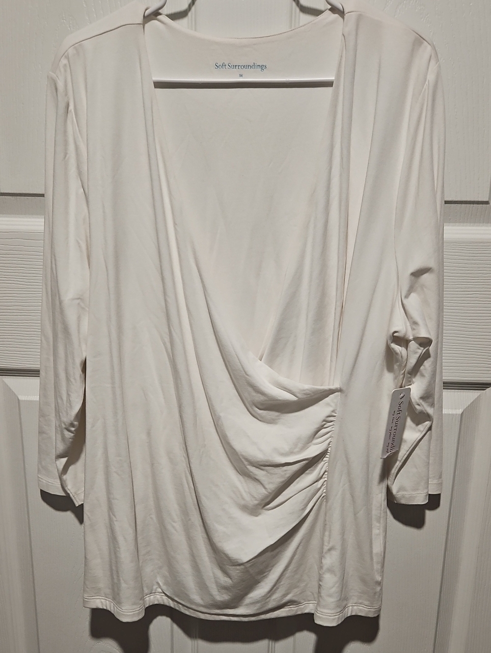 Soft Surroundings Women's Cream Drape Front Top